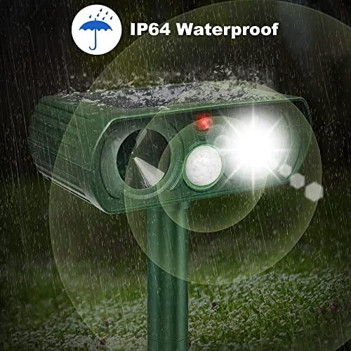 KOEPUO Cat Deterrents Ultrasonic Cat Scarers for Gardens Waterproof Fox Repellent with Flashing Light Solar Animal Repeller Outdoor for Farm Yard Camping Dogs Birds Squirrels Rodent Upgraded