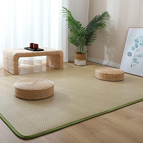 Natural Rattan Tatami Floor Mat - Non-Slip, Breathable Indoor Area Rug for Living Room & Bedroom - Summer Foldable Sleeping Mat & Playmat for Kids