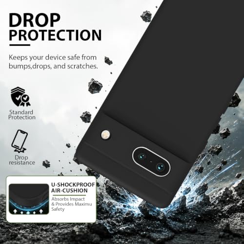 Image of KACA Silicone Back Case for Google Pixel 7a, Soft-Touch, Shockproof Phone Back Cover for Google Pixel 7a (Black)