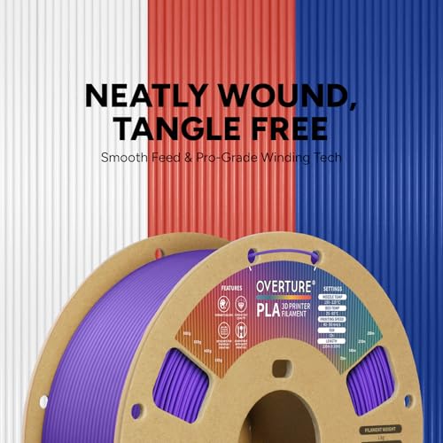 Image of OVERTURE PLA Filament 1.75mm, Neatly Wound 3D Printer Filament 1kg Spool (2.2lbs), Dimensional Accuracy + /- 0.02 mm, Fit Most FDM 3D Printers (Purple)