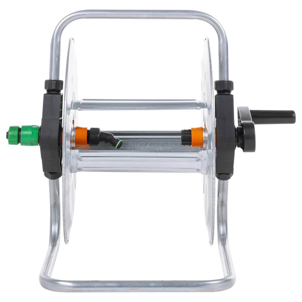 Avvolgitubo da parete per tubo da giardino da 50 m da 1/2", supporto orientabile in acciaio zincato, irrigazione da giardino salvaspazio, argento