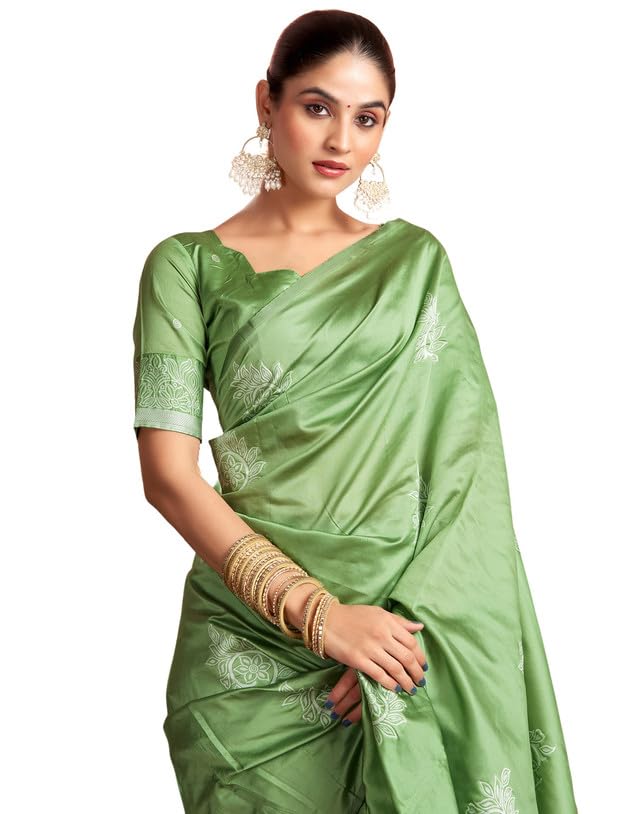Image of SIRIL Women's Kanjivaram Soft Silk Saree Pure Silk Saree With Unstitched Blouse Piece
