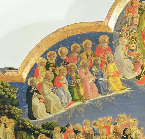 Lienzos fotos de arte religioso il Giudizio Universale con estética tempera oro Beato Angelico 60x90cm