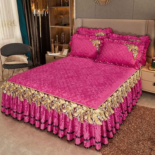 MTHGH Faldas De La Cama,Colcha de Terciopelo Sábana Bajera con Faldón, Colcha con Falda,Protector De Colchón, Colcha, Cubrecama(*6,150 * 200cm)