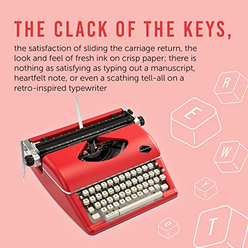 Red Vintage Typewriter For A Nostalgic Flow - Manual Typewriter Portable Model For Remote Writing Locations - Sleek & Durable Type Writer Classic Word Processor - Typewriters For Writers #TOP4