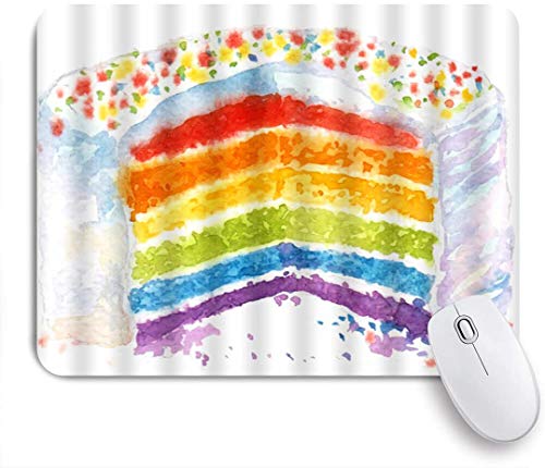 Preisvergleich Produktbild Benutzerdefiniertes Büro Mauspad,Köstliche Kuchen-Aquarell-Lebensmittel-bunte Kuchen-Schicht mit Fruchtwürfel-Muster-Gourmet-Grafikdr... Rubber Base Gaming Mouse Pad Mat