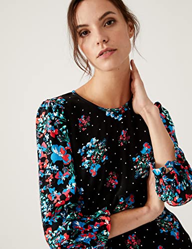 Image of Marks & Spencer Womens Floral Viscose Round Neck Regular Fit Long Sleeve Top