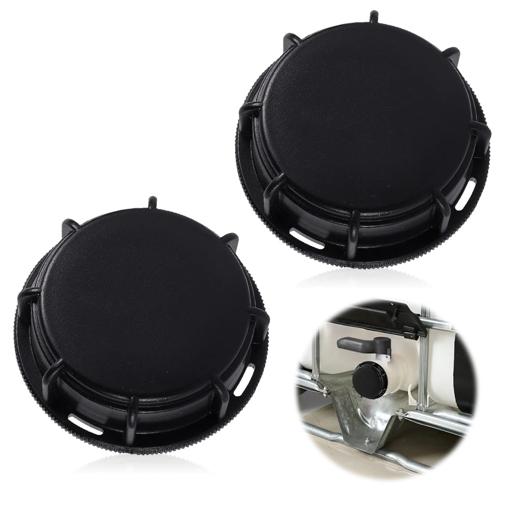 Mizikuu Black 2 Pack Ibc Tote Lid Cover, 1000L Ibc Water Tank Lid Cover Dust-Proof Container Cap Ibc Tank Accessories S60 Rough Thread End Cap Ibc Tank Lid For With Various Water Tank Rain Barrel