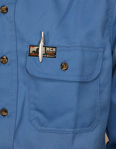 Image of MCR Safety Summit Breeze Flame Resistant FR Long Sleeve Shirt, 7-Ounce Cotton, Vents, Men's Work Shirt, Blue, X-Large Tall