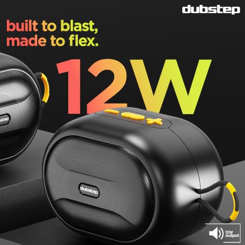 Image of Dubstep Pop 1210 Portable Bluetooth Speaker | 12W Loud Sound, Deep Bass with XBASS, 16 Hrs Playtime, TWS Stereo Pairing, 52mm Driver, Splash-Resistant, Carry Strap (Black)