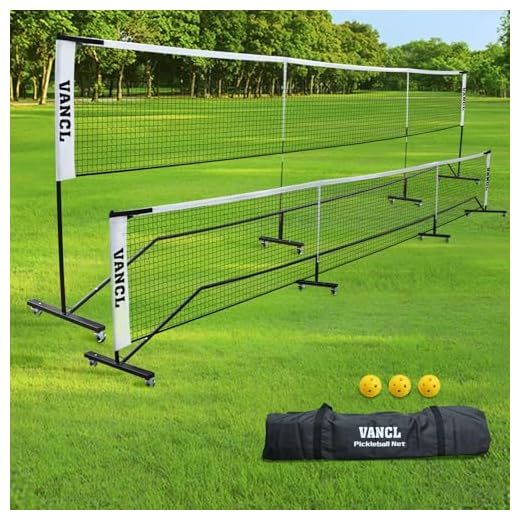 VANCL Pickleball Net on Wheels Badminton Pickleball Net Height Adjustable Portable Net Outdoor Metal Frame with Strong Nylon Net and Carrying Bag for Pickleball/Tennis/Badminton/Volleyball
