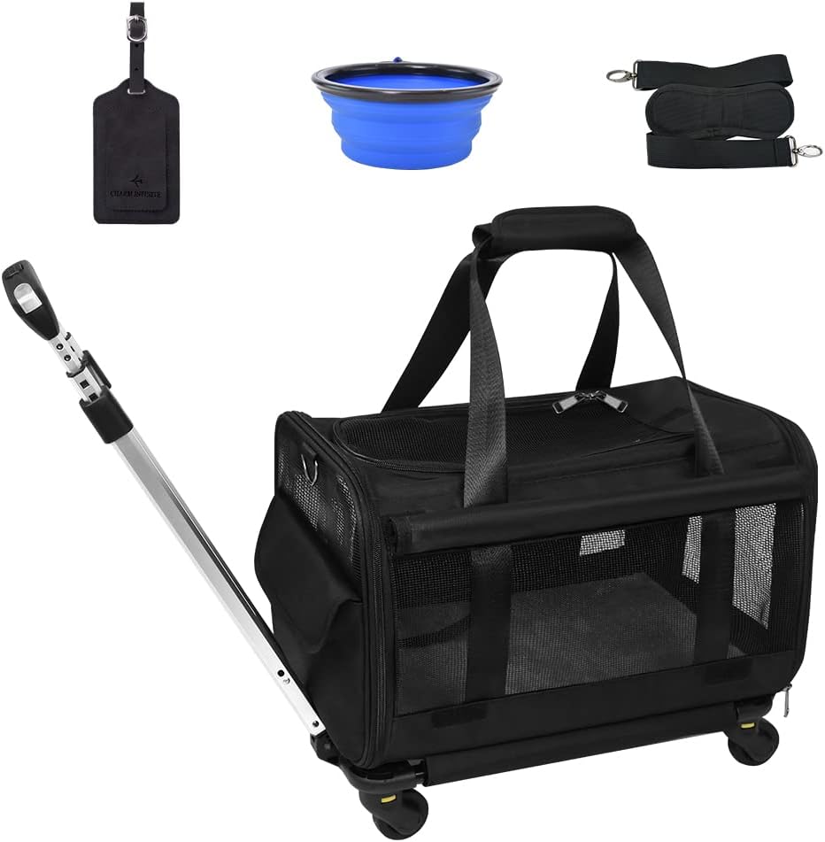 GJEASE Airline Approved Pet Carrier with Wheels for Small