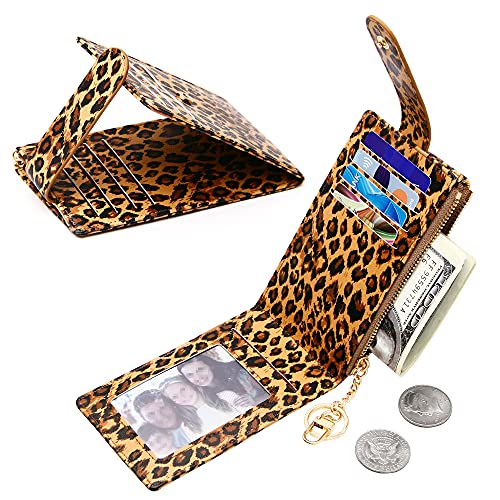Image of Badiya Slim Women Wallet RFID Blocking Bifold Compact 9 Card Slots Holder Wallets Soft Leather with Zipper Coin Pocket 2 ID Window