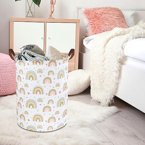 CLOCOR Rainbow Laundry Basket,Waterproof Baby Girls Nursery Hamper, Girls' Room Decor,Kids Toys Storage Bin,Gift Basket(Rainbow