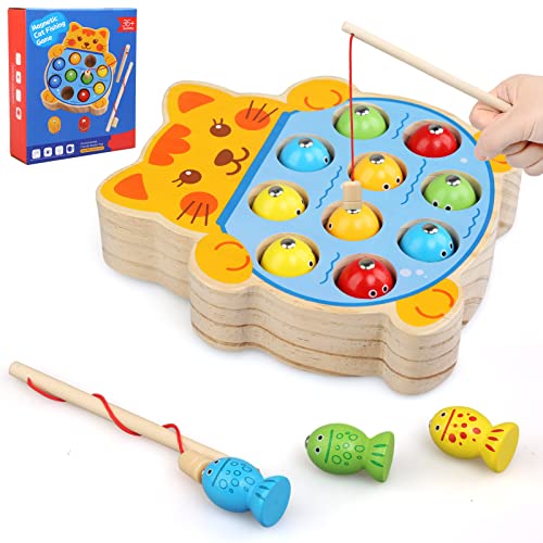 JoyLife Jouets en Bois Jeu de Peche Magnetique, Jeux Enfants 2 Ans Jeu de Pêche Magnétique en Bois de, Jeux Montessori en Bois Bebe Puzzle pour Bébés Développement, Enfant en Bois Educatif Jouet