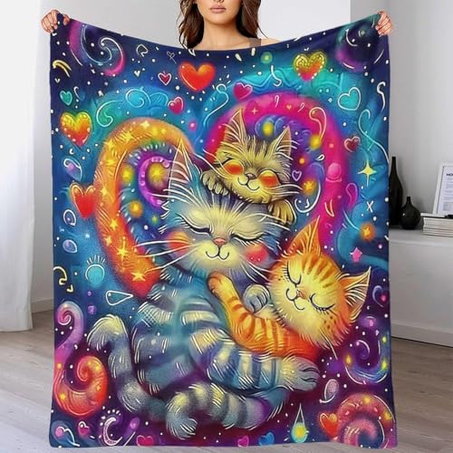 Couverture de lit en microfibre douce imprimée 3D chat 200x230 cm