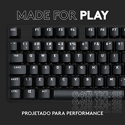 Teclado Mecânico Gamer Logitech G413 TKL SE com Layout ABNT2, Iluminação Branca e Teclas Mecânicas T