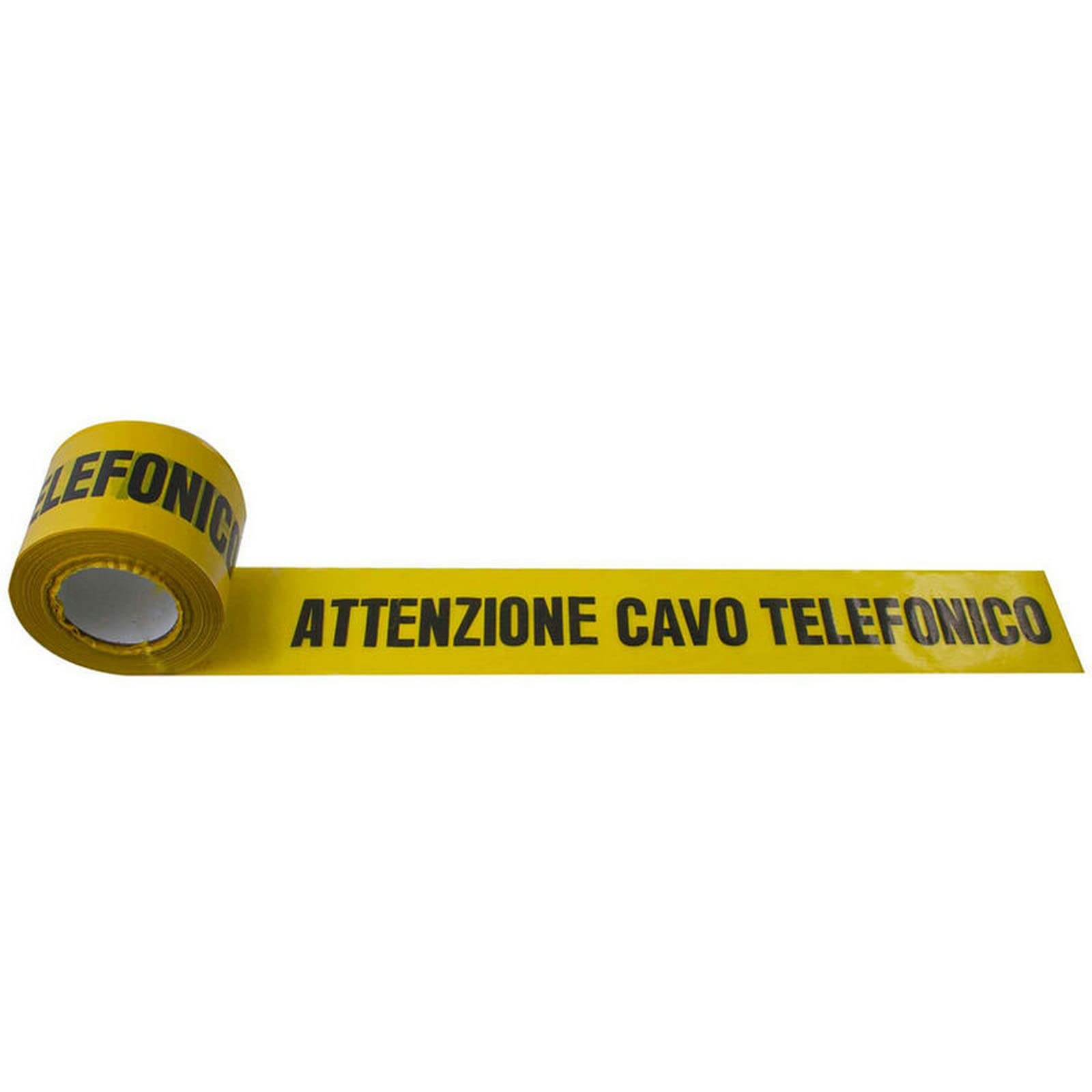 Rotolo Nastro Segnaletico Alta Visibilità in Polietilene cm 10x200 mt per Segnalazione Tubi e Cavi Interrati Per Ediliza e Lavori Stradali (Per Cavo Telefonico - Giallo)