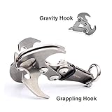VANON High Performance Gravity Hook Multifunctional Stainless Steel Survival Folding Grappling Hook Climbing Claw Gravity Carabiner for Outdoor Life