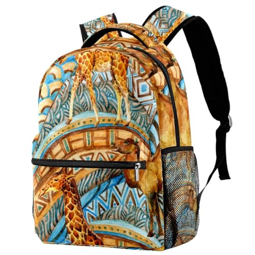 Sac à dos d'école antichoc animaux africains multicolore résistant pour ados
