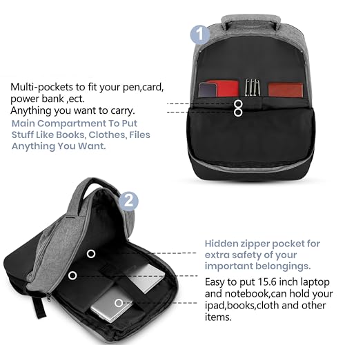 Image of Storite Casual Backpack For Men,2 Main Compartments Front Zipper Pocket & Bottle Holder With Padded Shoulder Strap