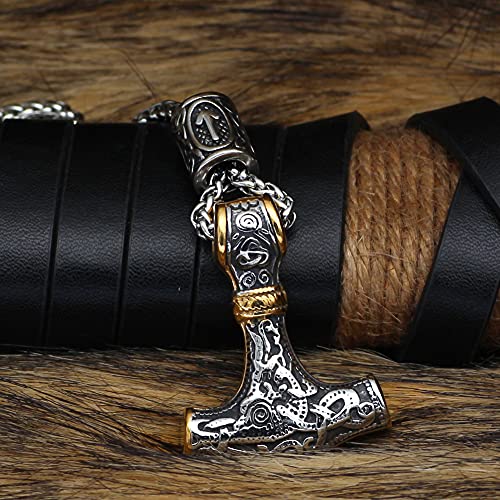 Viking thor hammer mjolnir necklace for men rune amulet noridc jewelry viking gift for men2