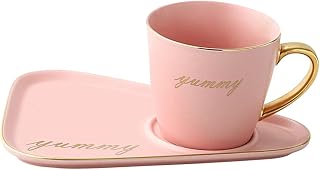 TOPPERFUN Bandeja De Vajilla Taza De Café Porcelana Té Elegante Platillo Rosa