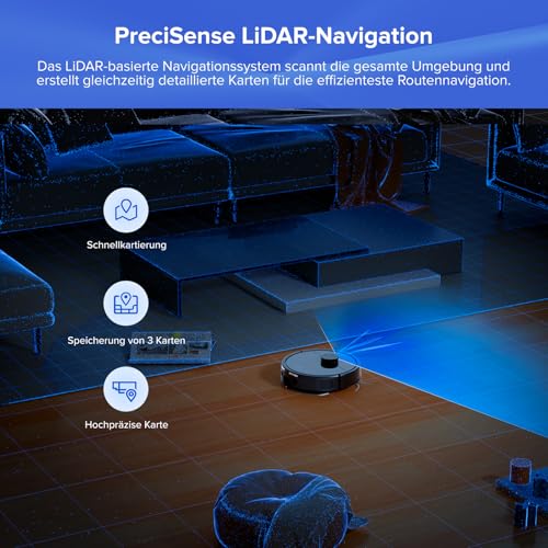 roborock Q7 L5+ Set Saugroboter mit Wischfunktion Absaugstation, verbessert von Q5 Pro+, Dual Anti-Tangle System, 8000Pa Saugkraft, LiDAR-Navigation, Staubsauger Roboter für Teppiche&Tierhaar, Schwarz