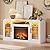 HOOBRO Fireplace TV Stand with Power Outlets and LED Light, Entertainment Center with 23'' Electric Fireplace for 45/50/55/60/65 inch TVs, TV Stand with Fireplace for Living Room, Glass Doors, White