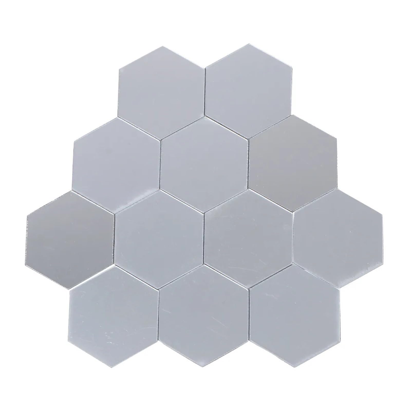Hexagonal Mirror Wall Sticker 12Pcs Hexagon Mirror Sticker DIY Wall Decal Removable for Room Living Room Dining Kitchen Office Bathroom 4x4cm(Silver)