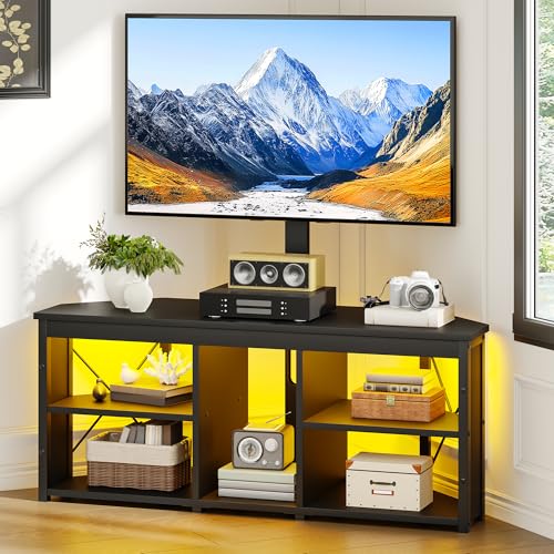 YITAHOME 115CM Meuble TV de Support de d'angle avec Support d'installation, unité de télévision d'angle d'éclairage LED RVB pour jusqu'à 70 Pouces de télévision – Image 3