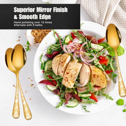 Image of Teaspoon Flatware Set, Premium Food Grade Stainless Steel Tea Spoons, Durable Small Scoop, Mirror Finish & Dishwasher Safe, Cutlery for Kitchen Dessert Spoon Set (6 Pcs Small Spoon, Gold)