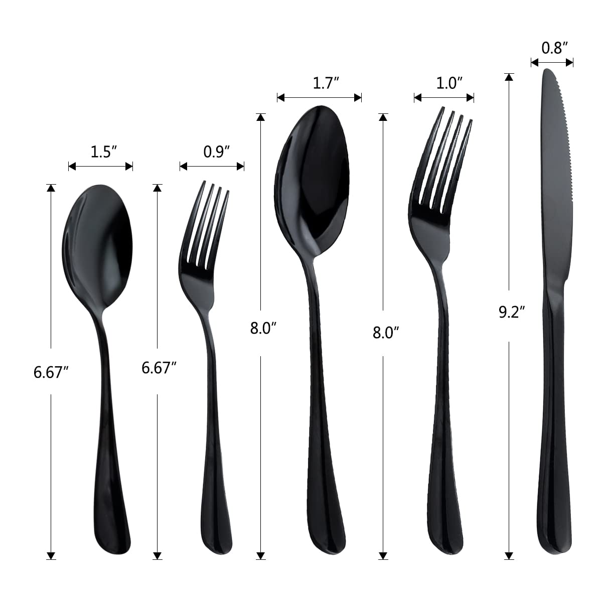 cubiertos acero inoxidable negra cuberterias completas 6 personas, 30 pièces set cubertería con cuchillo, tenedores, cuchara y tenedor de postre