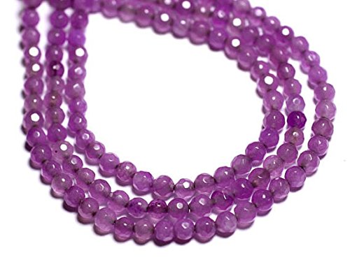 20pc - jade stone - faceted balls 4mm pink fuchsia violet