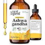Wild & Organic Ashwagandha Drops - Mood Support & Positive Energy - 500 mg Ashwagandha for Women & Men - Add to Tea Liquid Extract for Relaxation - Non-GMO, Sugar & Alcohol-Free Tincture - 4 fl oz
