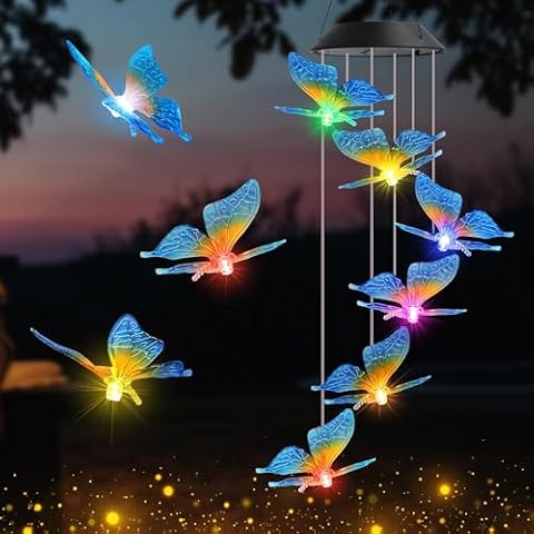 iShabao Solar Butterfly Wind Chimes with LED Cover