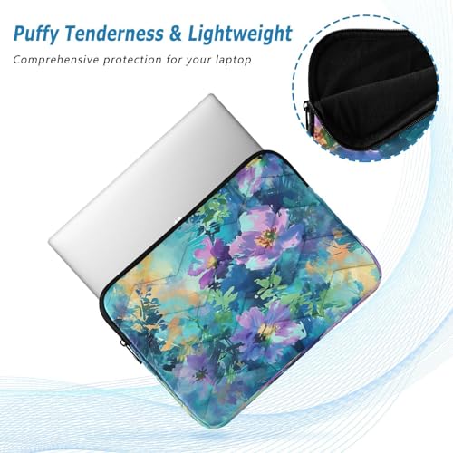 Funda para portátil 13-14 pulgadas impermeable verde floral miniatura 5