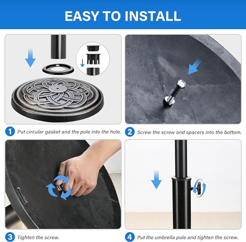 image for Simple Deluxe 24lbs Heavy Duty Round Antiqued Base, Outdoor Patio Mark