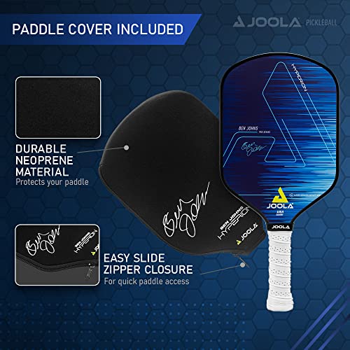 Image of JOOLA Ben Johns Hyperion CAS 16 Pickleball Paddle - Carbon Abrasion Surface with High Grit and Spin - Sure-Grip Elongated Handle & 16mm Polypropylene Honeycomb Core - Comes with Custom Paddle Cover