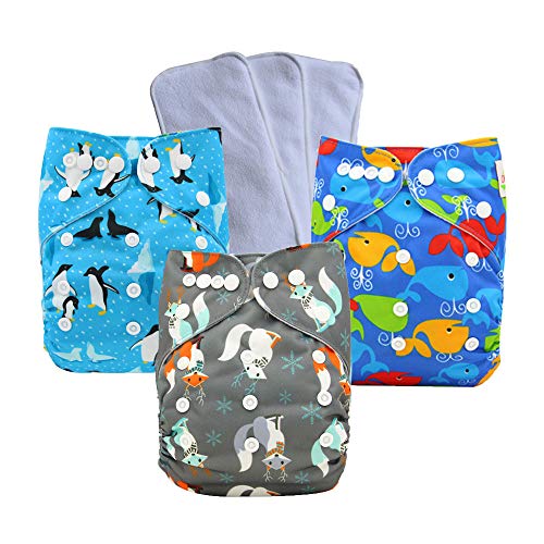 Ajustable Unisex Bebé gamuza de bolsillo pañales 3/4/6 + 3/4/6 pcs Inserta 4pcs-4 Talla:talla única