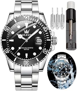 OLEVS Watch for Men Diamond Business Dress Analog Quartz Stainless Steel Waterproof Luminous Date Two Tone Luxury Casual Wrist Watch