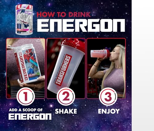 Image of Core Nutritionals Transformers Energon Pre Workout | 300mg Paraxanthine | No Crash Energy & Focus | Free Prize Inside - Optimus Prime | 20 Servings (Mixed Berry Kiwi)
