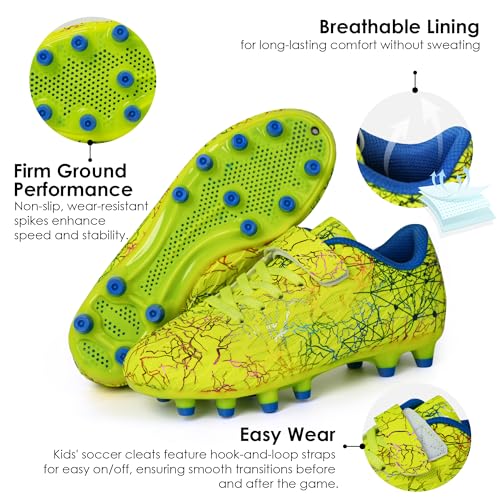 Image of brooman Kids Firm Ground Soccer Cleats Boys Girls Football Cleats with Soccer Socks