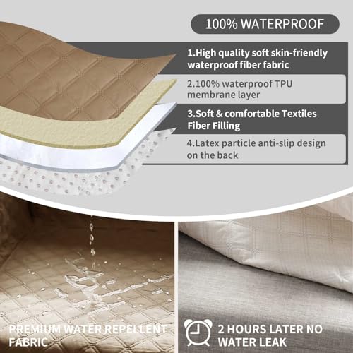 Teynewer Sofa Covers 100% Waterproof 4 Seater Sofa Slipcovers Reversible Washable Furniture Protector - Image 4