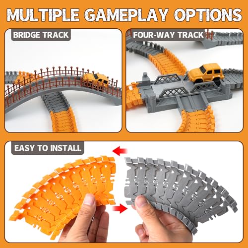 Image of 100 Pcs Construction Flexible Track Expansion Kit for Kids - Birthday Gift for Boys Ages 3, 4, 5, 6, 7,Compatible with Most Engineering Track Sets, Add-On Accessory Toy for Building Raceway