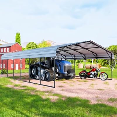 EBE 20'x30' Metal Carport, Heavy Duty Carports Canopy with Galvanized Steel Roof and Enhanced Frame, Outdoor Carport Metal Garage Car Shelter Shade for Truck, Boat, SUV