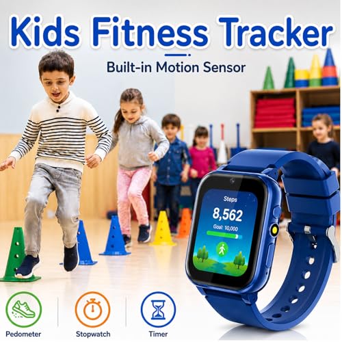 Image of Smart Watch for Kids, Girls Boys Smartwatch with 26 Games Camera Video Recorder and Player, Pedometer Calendar Flashlight, Audio Book etc., Gifts for 4-12 Years Children (Blue) | 26 Games, Camera Video Recorder and Player, Pedometer Calendar Flashlight, Audio Book, Toys Gifts For 4-12 Years Children