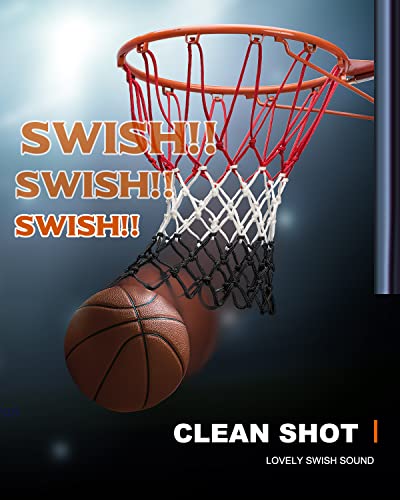 Xxxyyy Red White And Black Basketball Net Replacement Heavy Duty, 2022 Professional On-Court Quality [6.88Ounce], Fits Outdoor Indoor Standard Rim, All Weather Anti Whip -12 Loops #TOP3