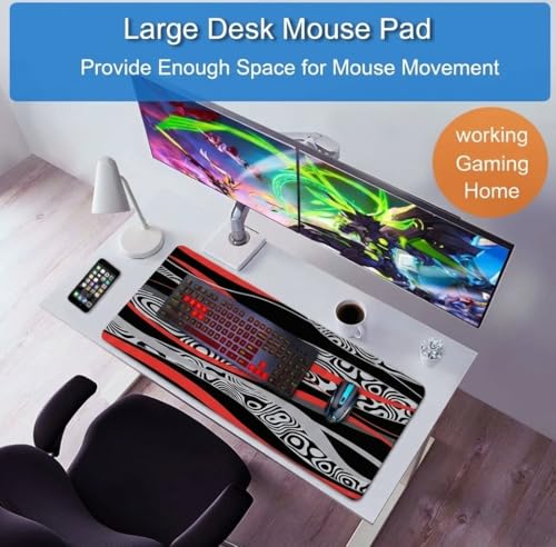 Image of Saco XXL Gaming Mouse Pad for PC - Large Desk Mat 900x400x3mm, Extended Non-Slip Rubber Base, Waterproof Surface, Flow Design, Big Keyboard Mouse Pad for Office & Home Setups