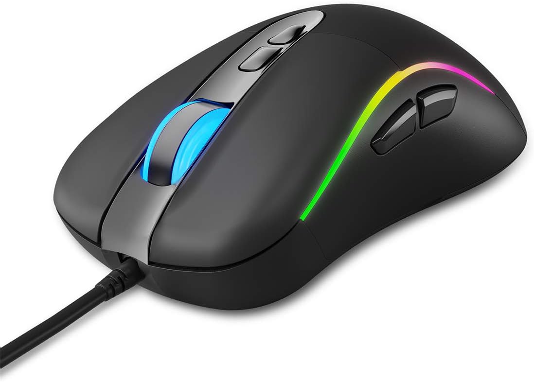 Talentech Ember Ergonomic RGB USB Wired Gaming Mouse(MAX 10,000 DPI) for PC & Laptop Computer(Windows 10/8/7/XP, Linux), 7 Programmable Buttons Game Mice, Optical PixArt 3325 Sensor